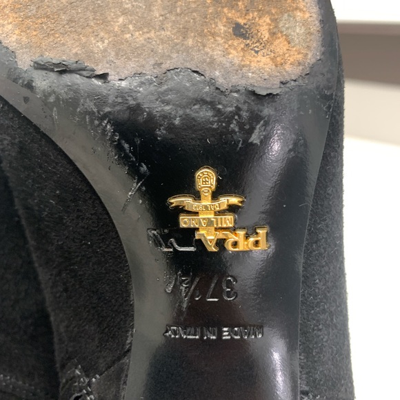 Prada Black Suede Pointed Toe Booties - Picture 5 of 7